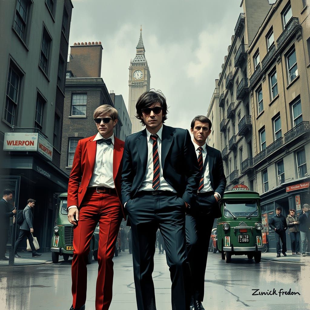 Gritty 1960s London Mod Scene in Sharp Suits and Bold Contra...