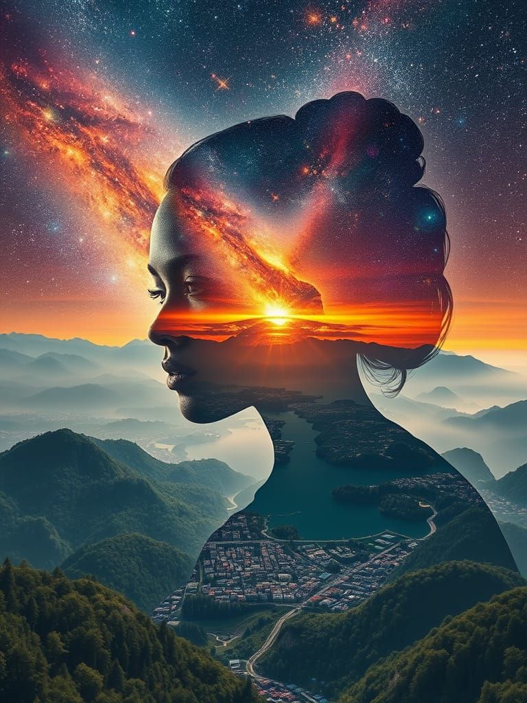 Galaxy Merging with Earth in Double Exposure