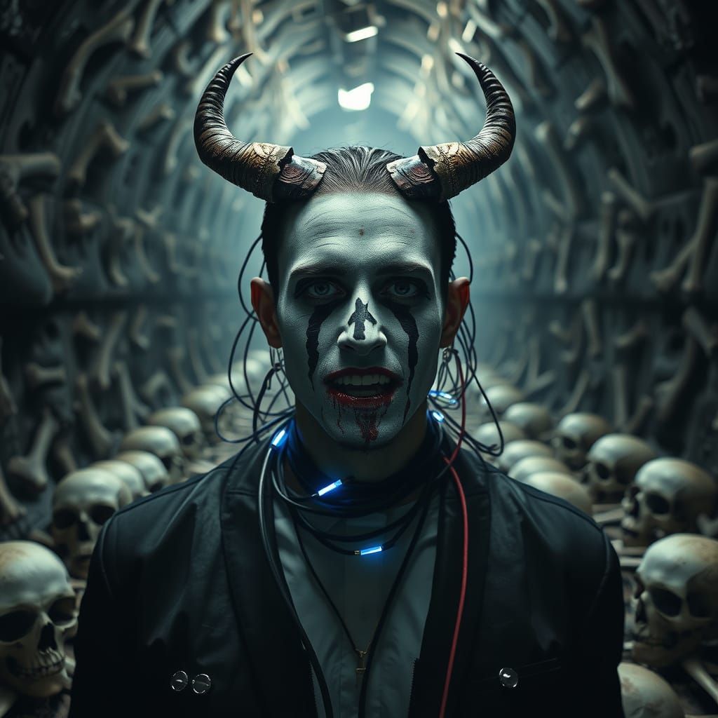 Biomechanical Figure in Purgatory: A Dark Industrial Vision