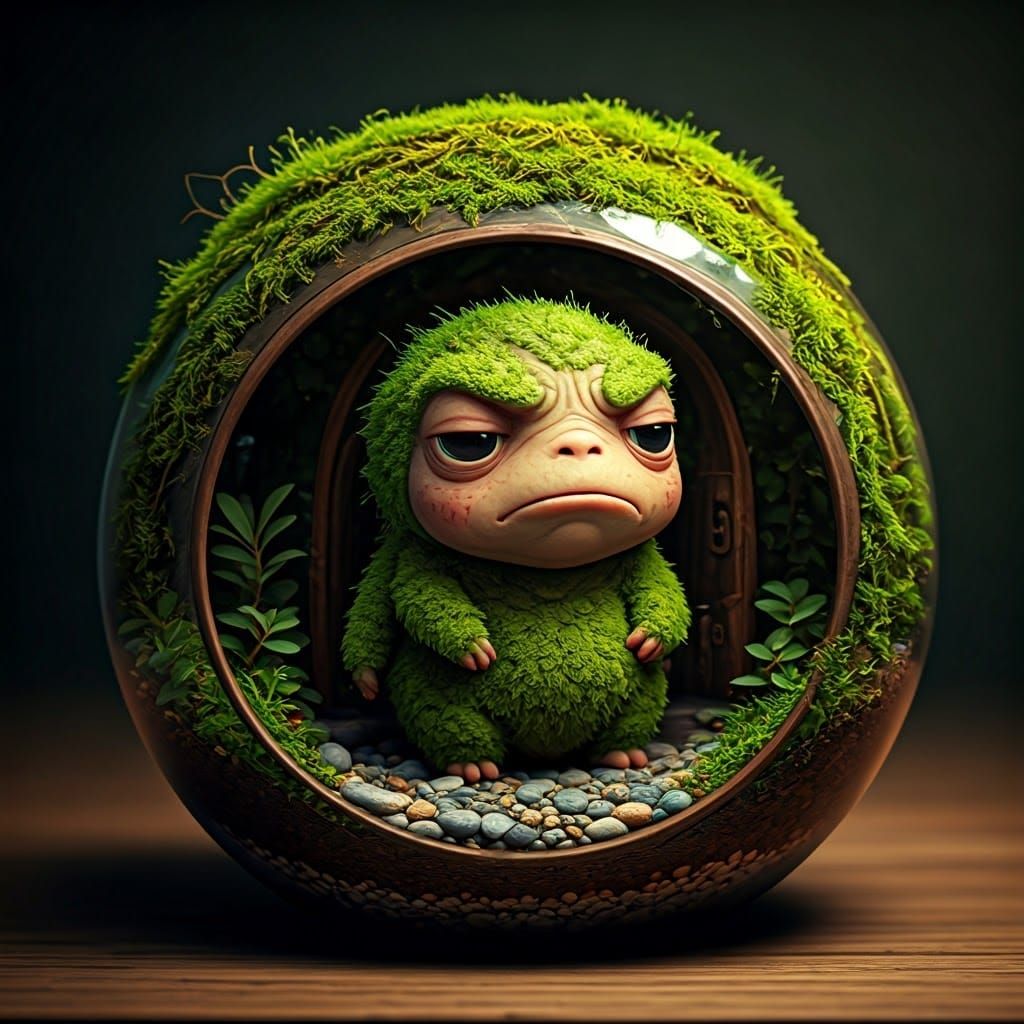 Mossy, Frowning Terrarium Creature