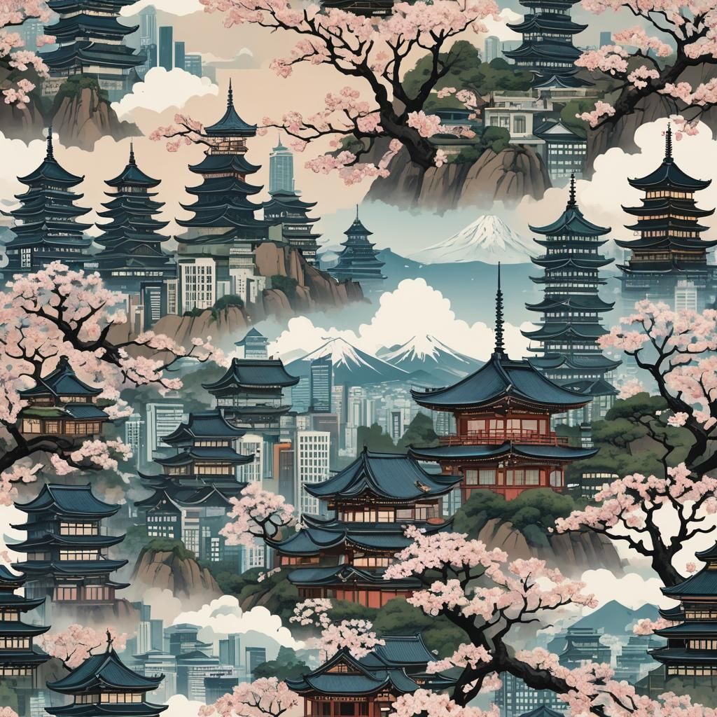 Japanese Metropolis: Cherry Blossoms Meet Skyscrapers