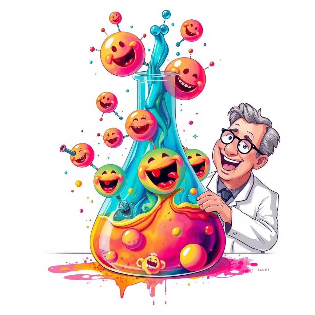 Vibrant Beaker Explosion in Dynamic Collage Style