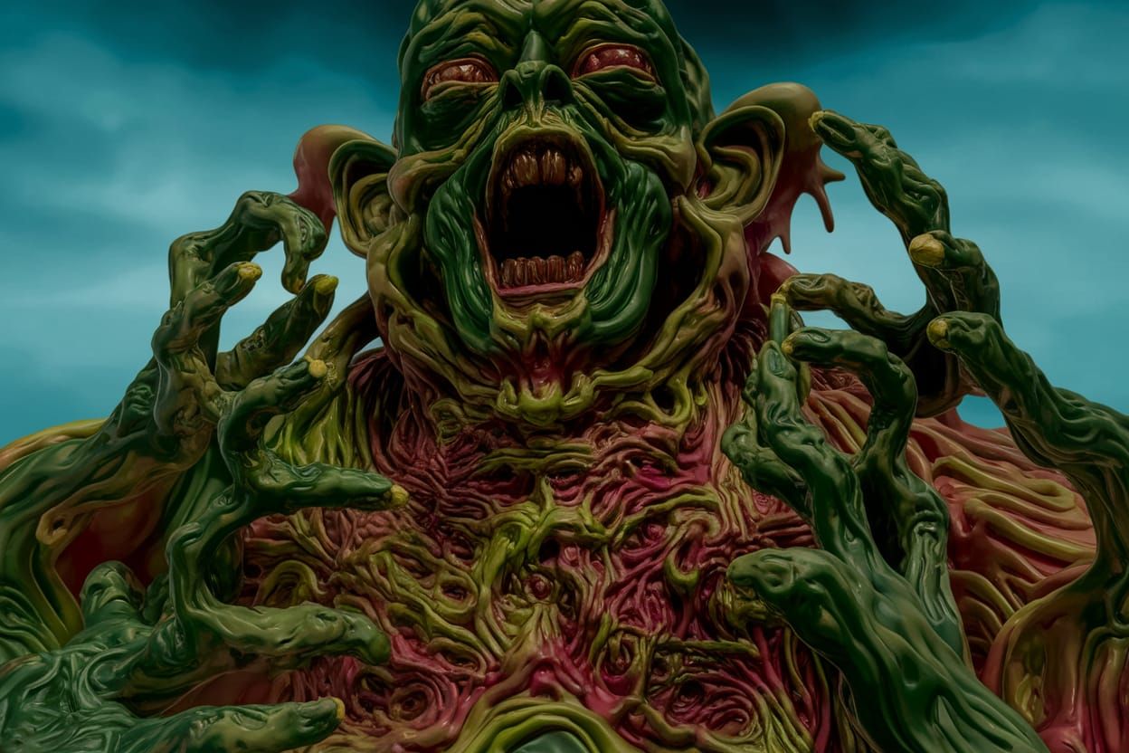 Gross Polydimensional Being in Surreal Distorted Style