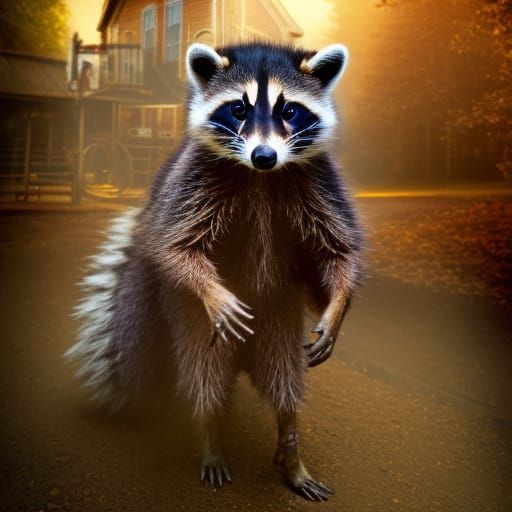 Steampunk Cowboy Raccoon Saloon Brawl