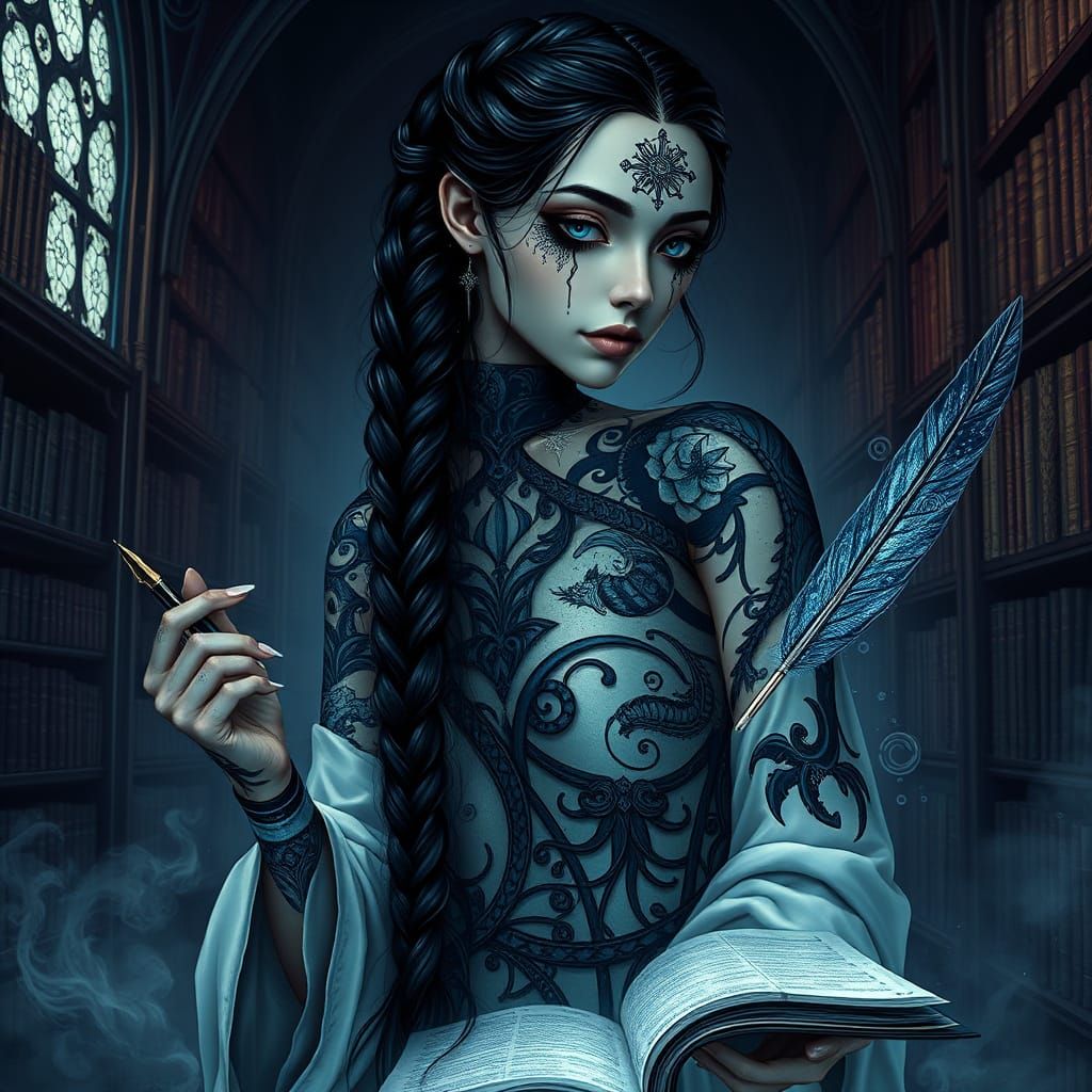 Mystical Ink Sorceress Weaves Dark Magic with Living Tattoos