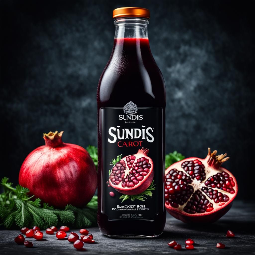 Black Carrot and Pomegranate Juice Bottle