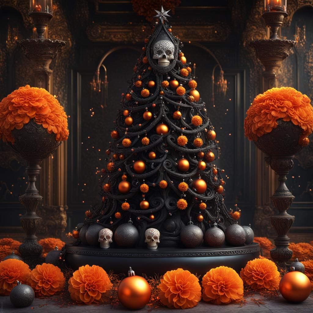 Black gothic Christmas tree,