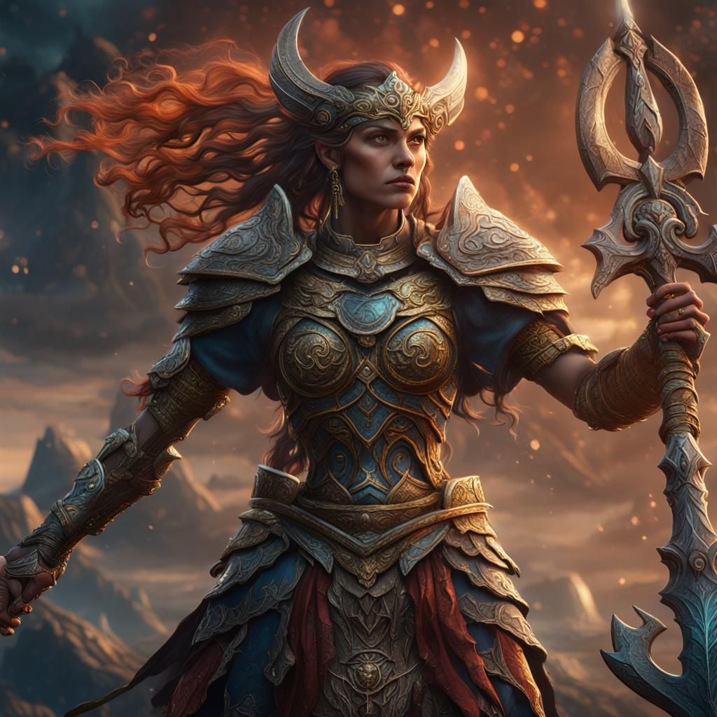 Warrior Goddess in Detailed Fantasy Concept Art