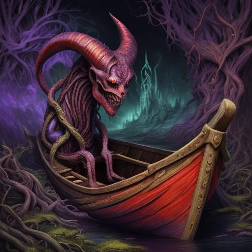 Psychedelic Monk and Sea Monster: 1970s Style Poster Art