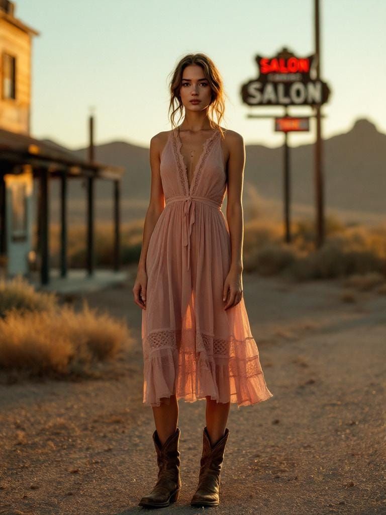 Desert Sunset Portrait in Cinematic Style