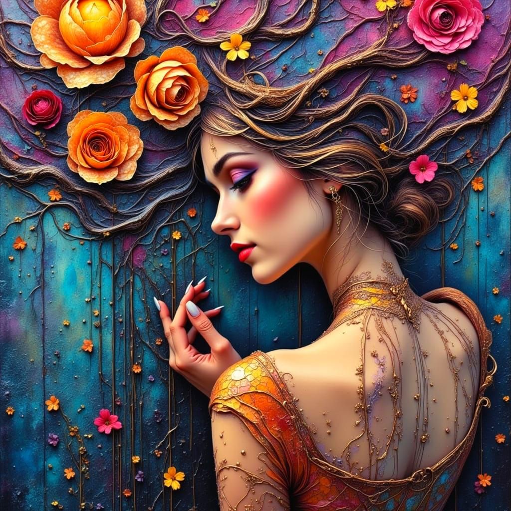 Ethereal Goddess in Vintage Fantasy Dreamscape