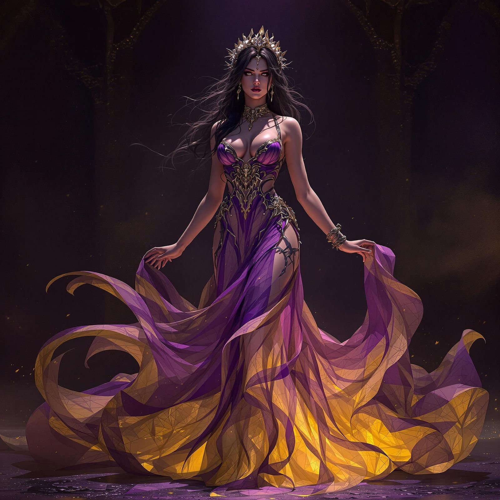 Elegant Barbarian Woman in Dark Fantasy Setting