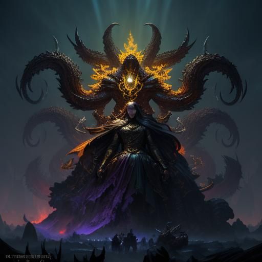 Bird-like Hydra in Dark Fantasy Style