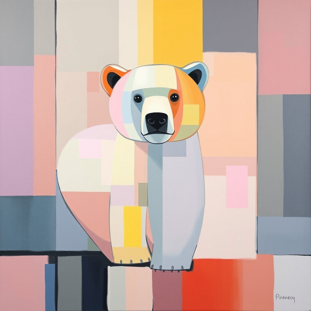 Abstract Bear in Soft Gradients, Geometric Style
