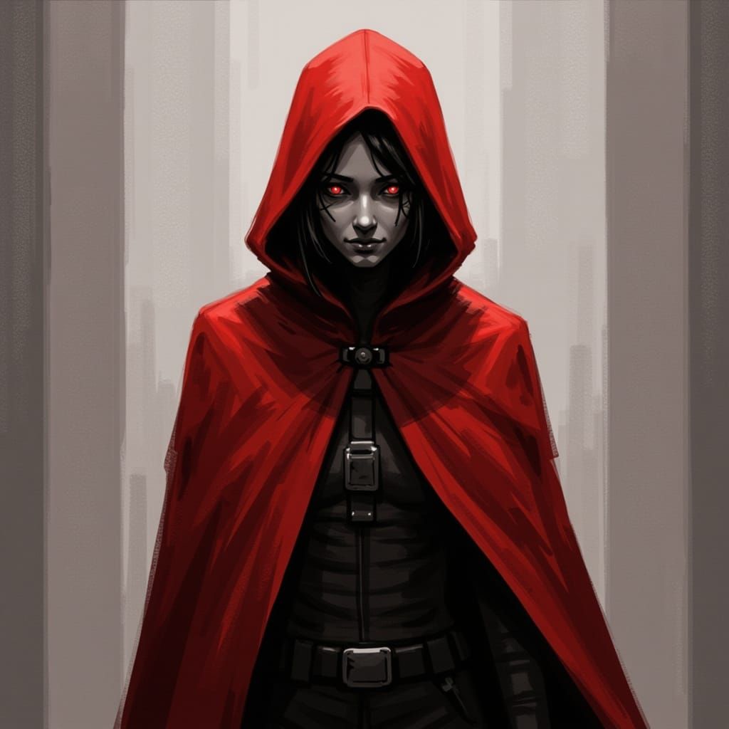 Woman in Red Cape: Gothic Digital Art