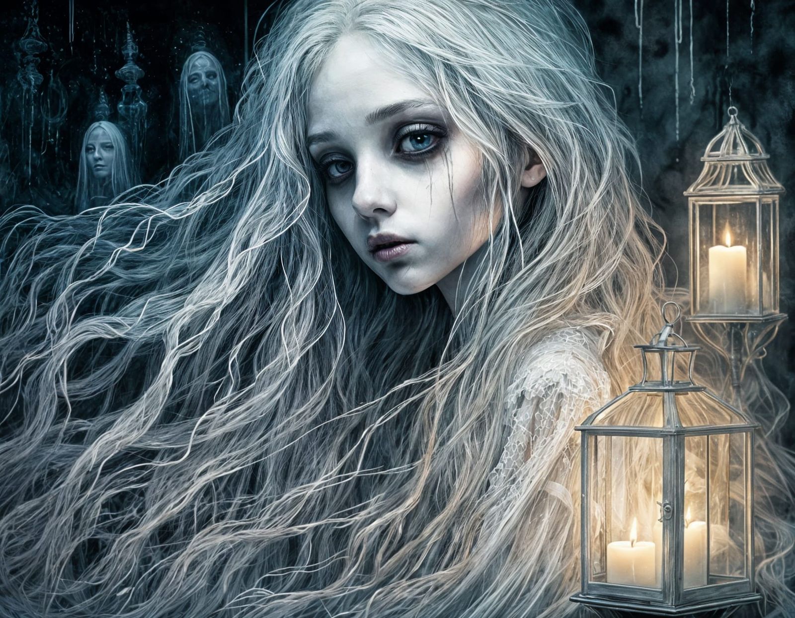 Ethereal Ghost in Abandoned Nursery, Dark Fantasy Art