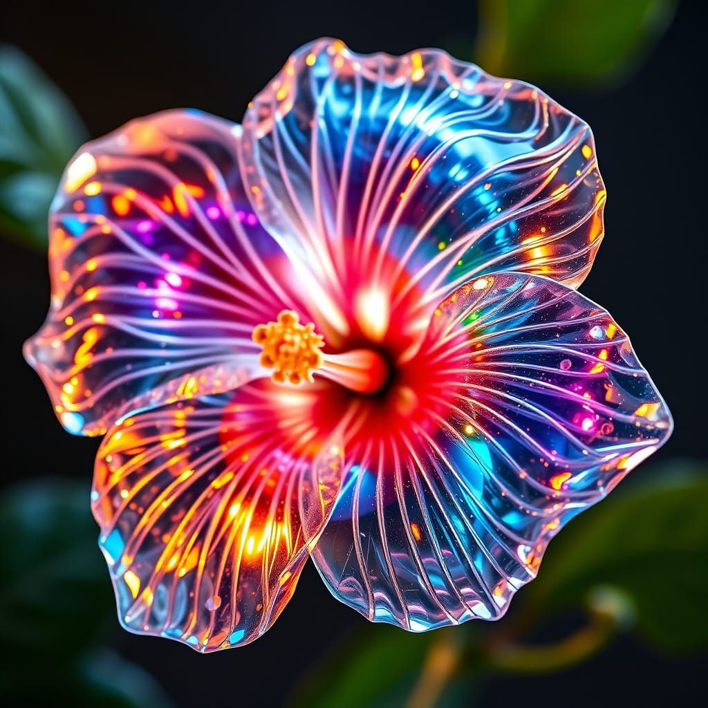 Crystal Hibiscus in Art Nouveau Style