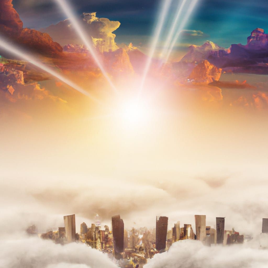 Futuristic Metropolis Floating Above Clouds in Digital Art
