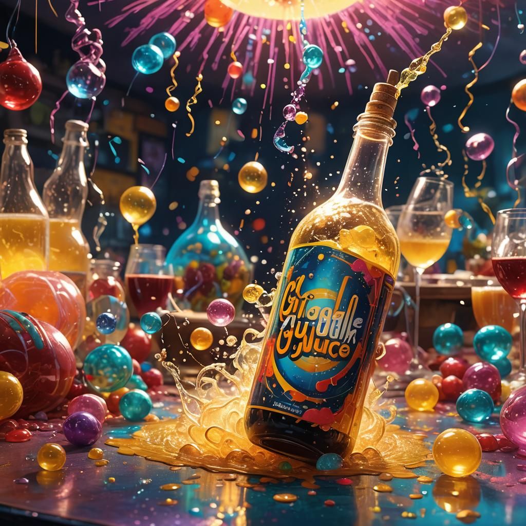 Glowing Giggle Juice Bottle on Party Table