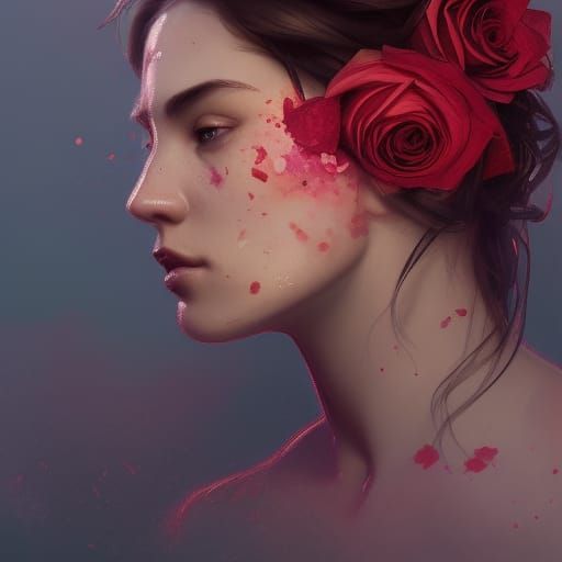 Detailed Rose Portrait in Volumetric Lighting