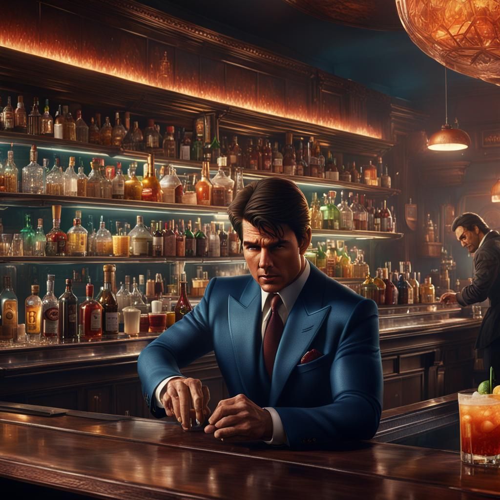 Tom Cruise as Bartender: Detailed Matte Painting