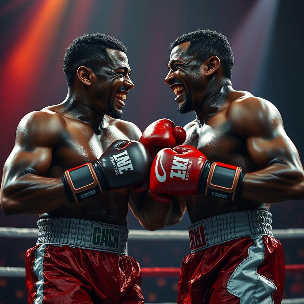Boxers Share a Laugh in Hyperrealistic Splash Art