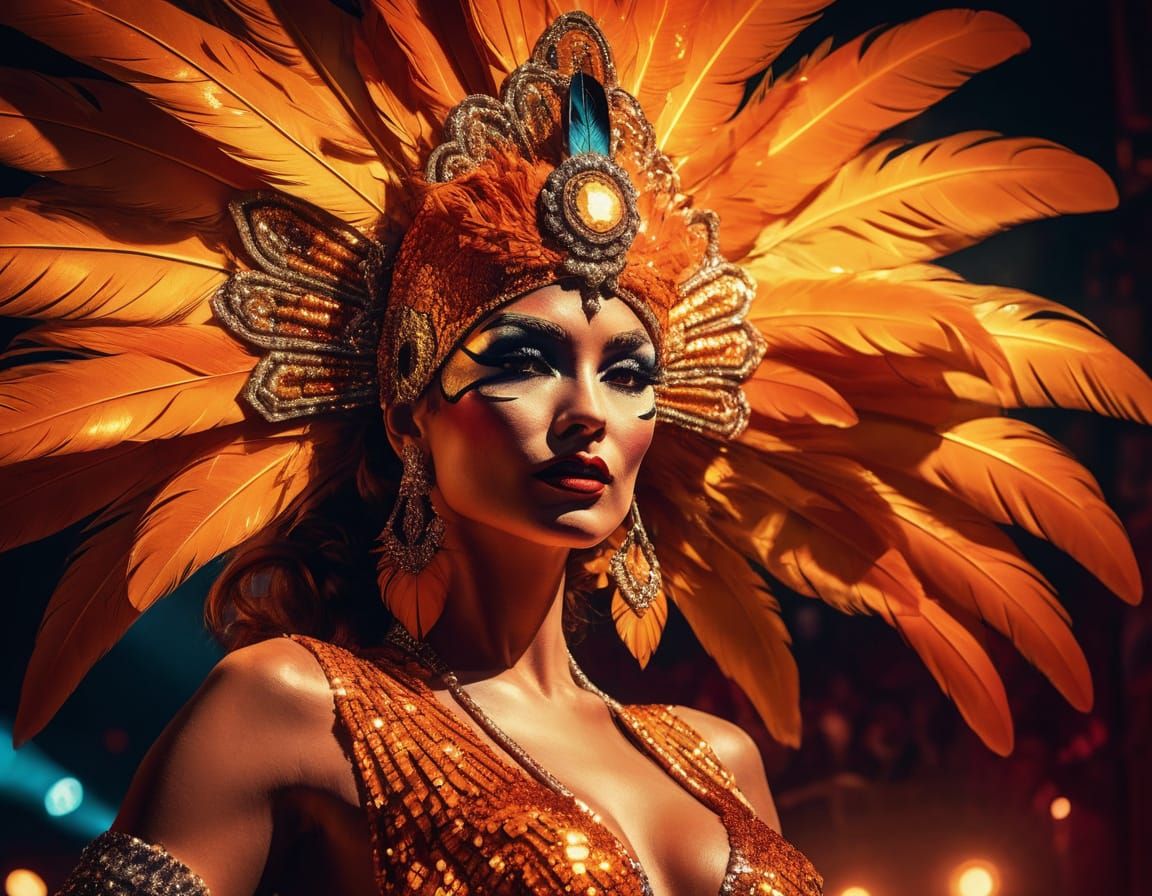 Showgirl in Sequins: A Digital Painting Inspired by Moulin R...