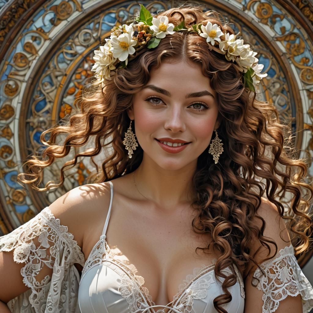 Art Nouveau Portrait of a Curvy Woman