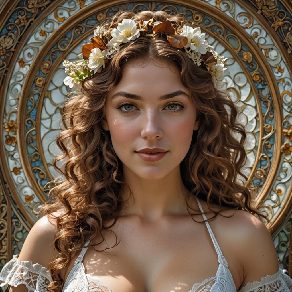 Lush Portrait of a French Woman in Art Nouveau Style