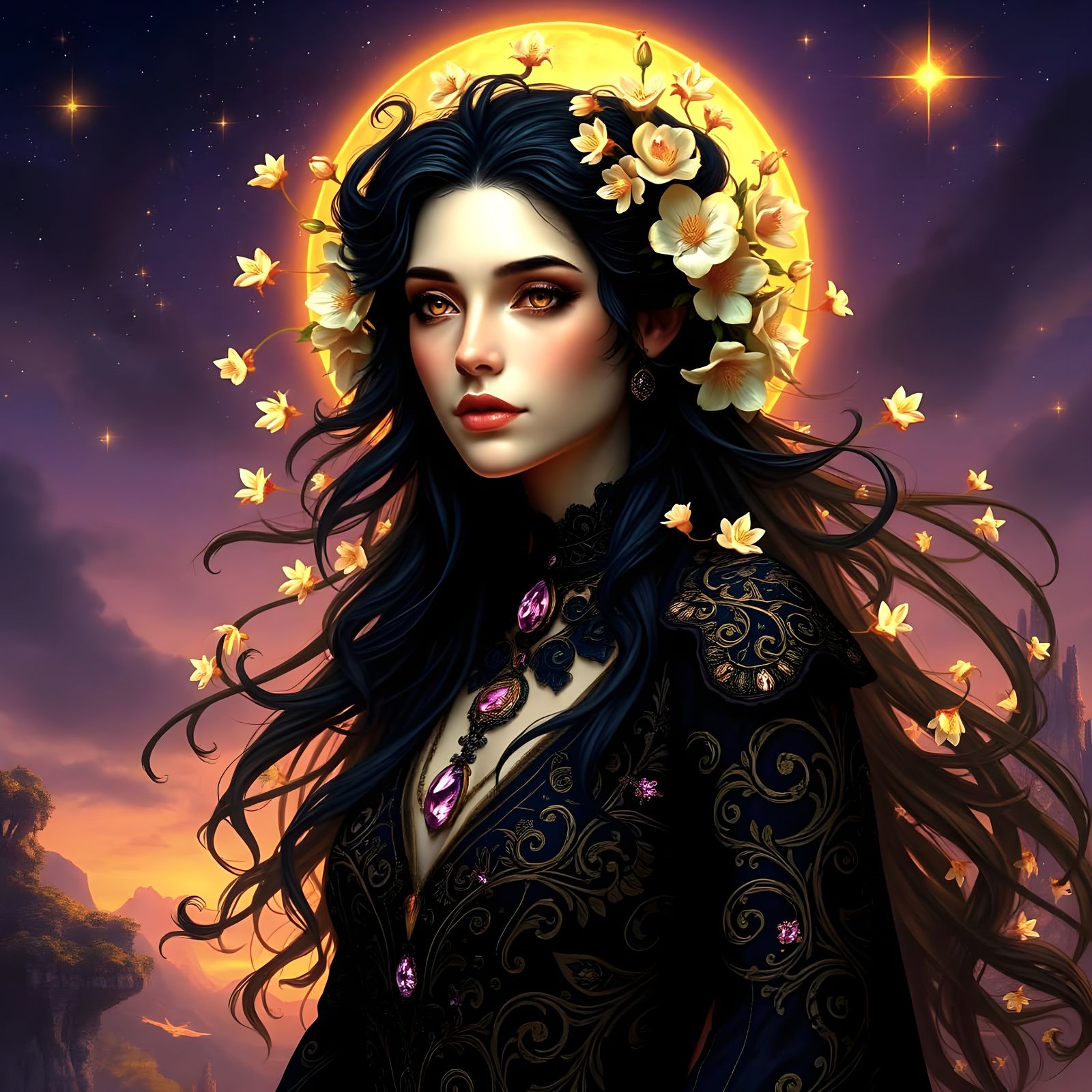 Goddess of Cosmic Decay in Twilight Elegance