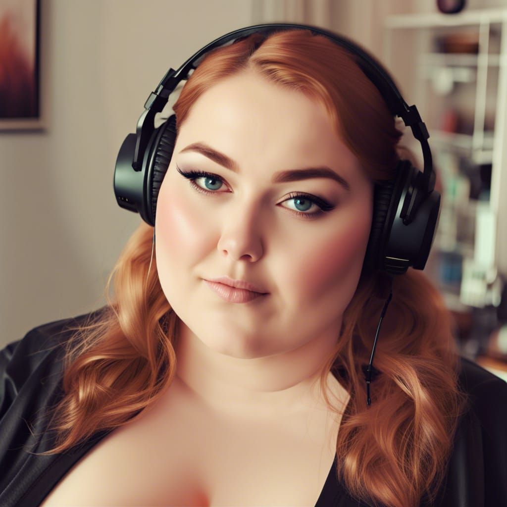 Attractive Plus Size Gamer Girl Portrait
