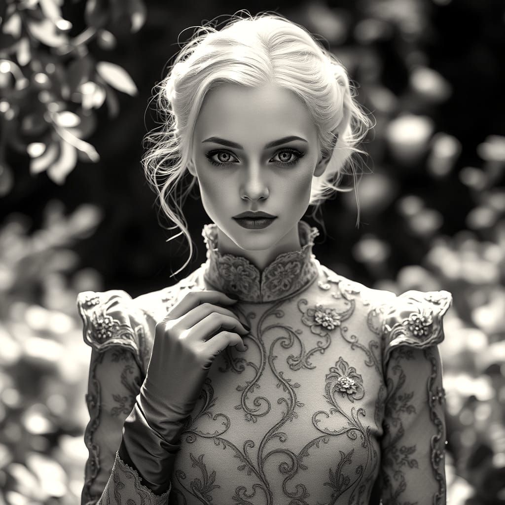 Albino Woman in Victorian Dress: Fine Art Portrait