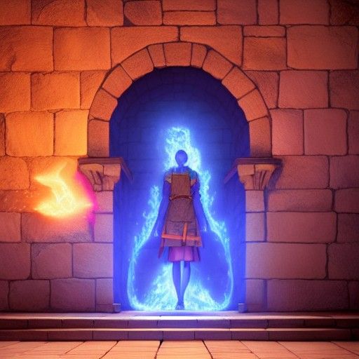 Magic Blue Fire Portal in Castle Wall