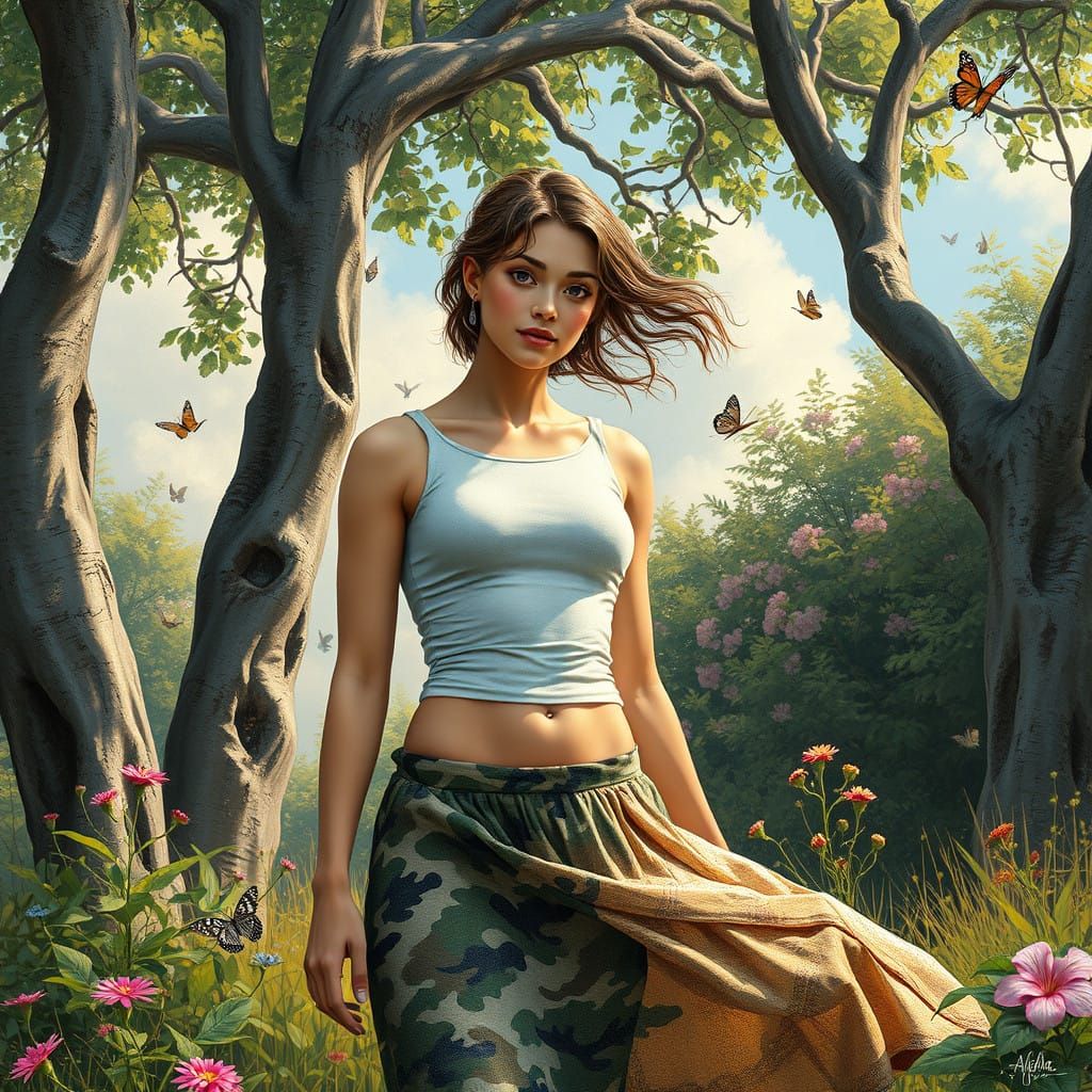 Elegant Masculinity in Nature: A Contemporary Pointillist Ma...