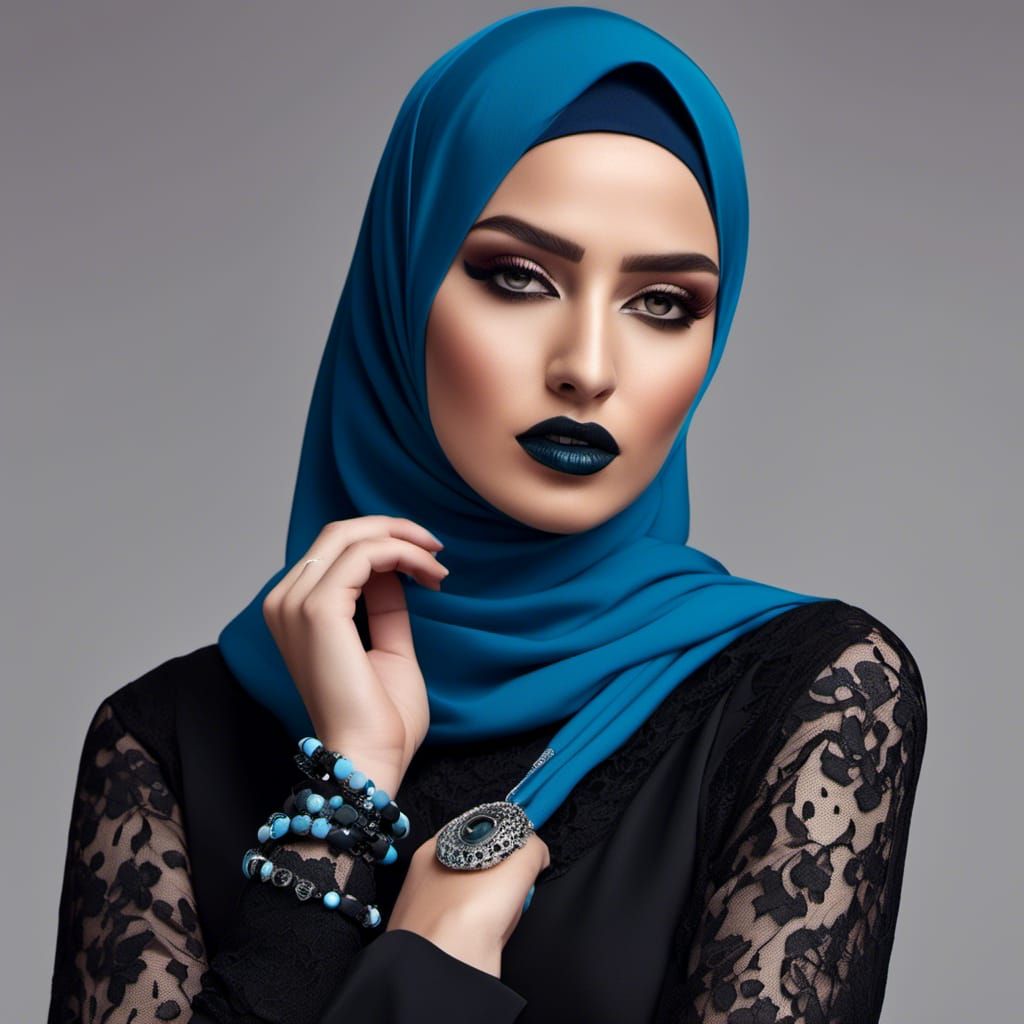 Curvy Hijab Model with Punk Style