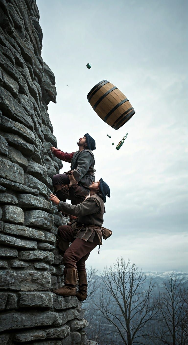 Medieval Robbers Shocked by Barrel in Flight