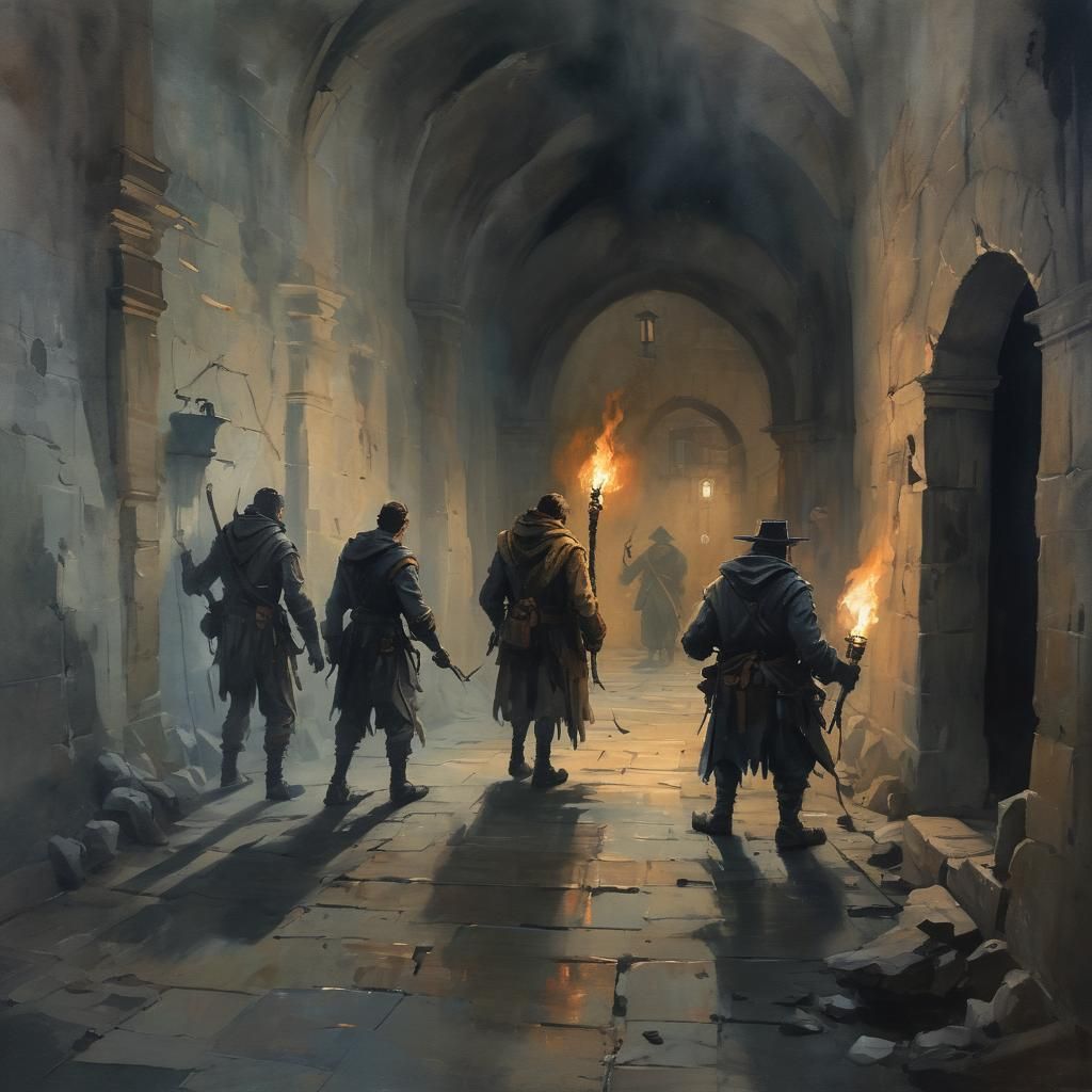 Adventurers Navigate Dark Dungeon with Mysterious Shadows an...