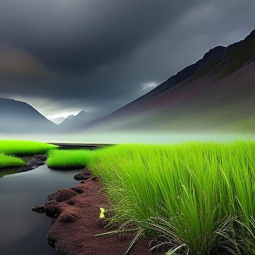 Emerald Snake Grass and Ruby Lava: Fantasy Art