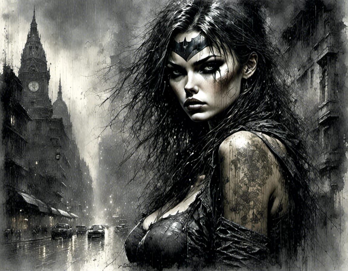 Batgirl Portrait in Grungy Comic Book Style