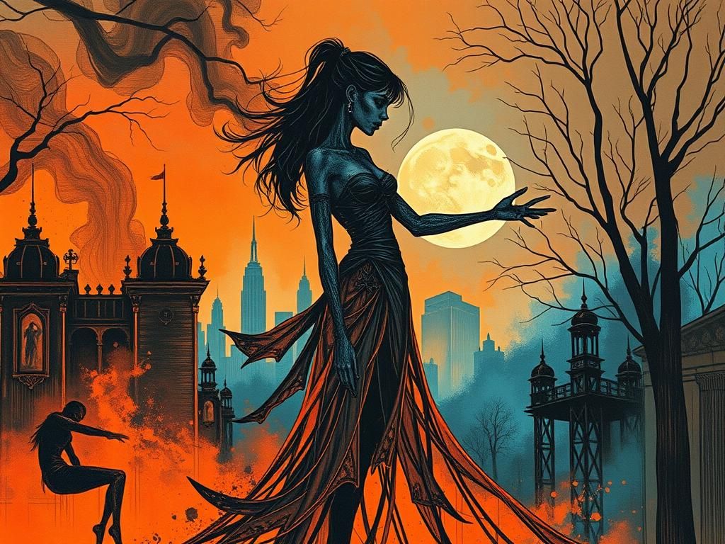 Cyberpunk Dancer in Apocalyptic Cityscape