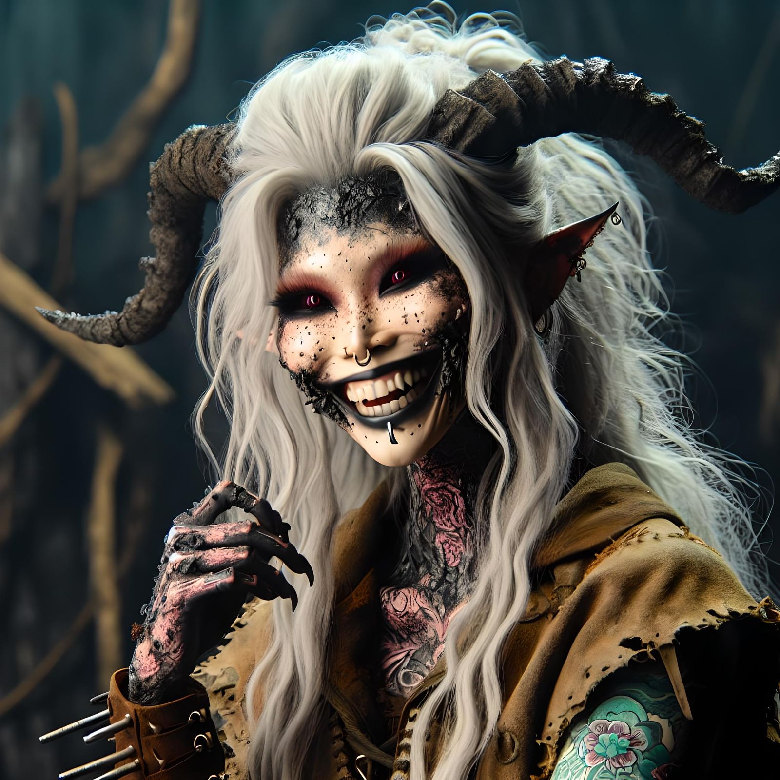 Hyper-Realistic Demonic Woman in Grim Swamp