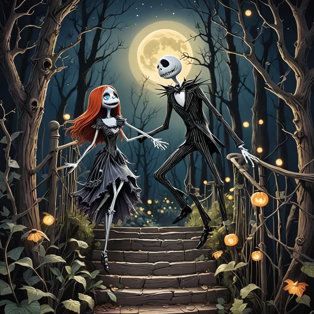Jack and Sally Dance in Firefly Forest