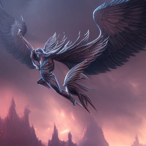 Detailed Matte Painting of a Black Angel