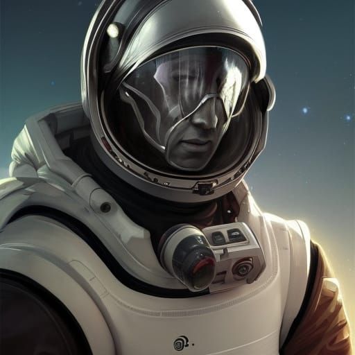 Detailed Spaceman Portrait in Volumetric Lighting