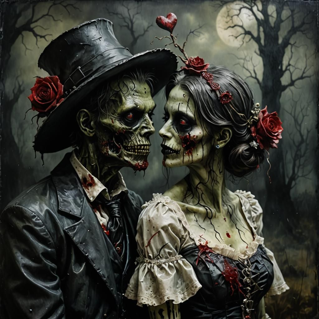 Dark Gothic Zombie Lovers in Love