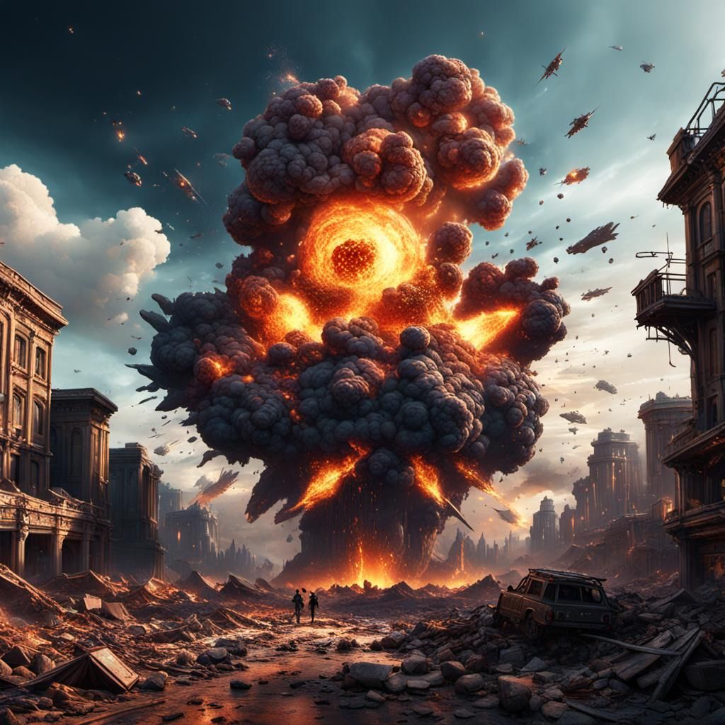 Explosion Aftermath: Detailed Matte Painting in 8k