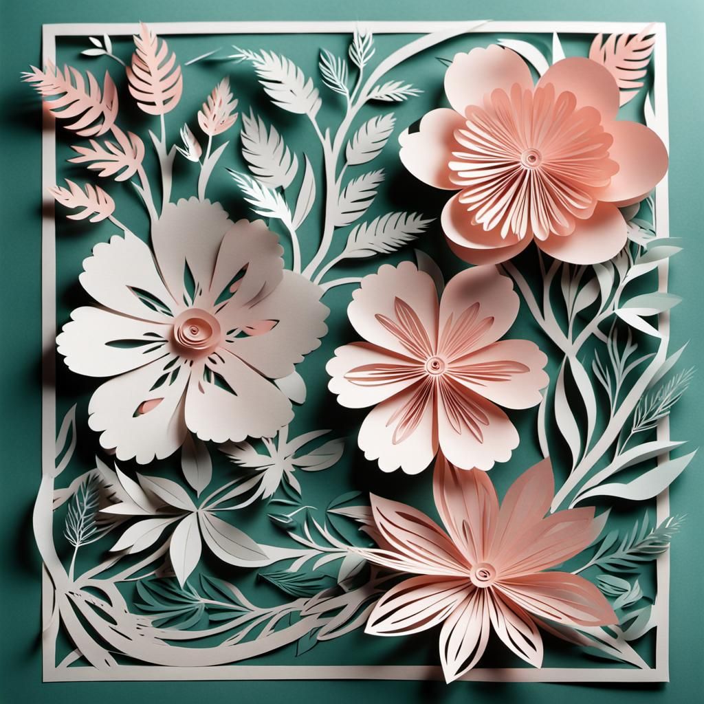 Elegant Kirigami Paper-Cut Botanical Designs