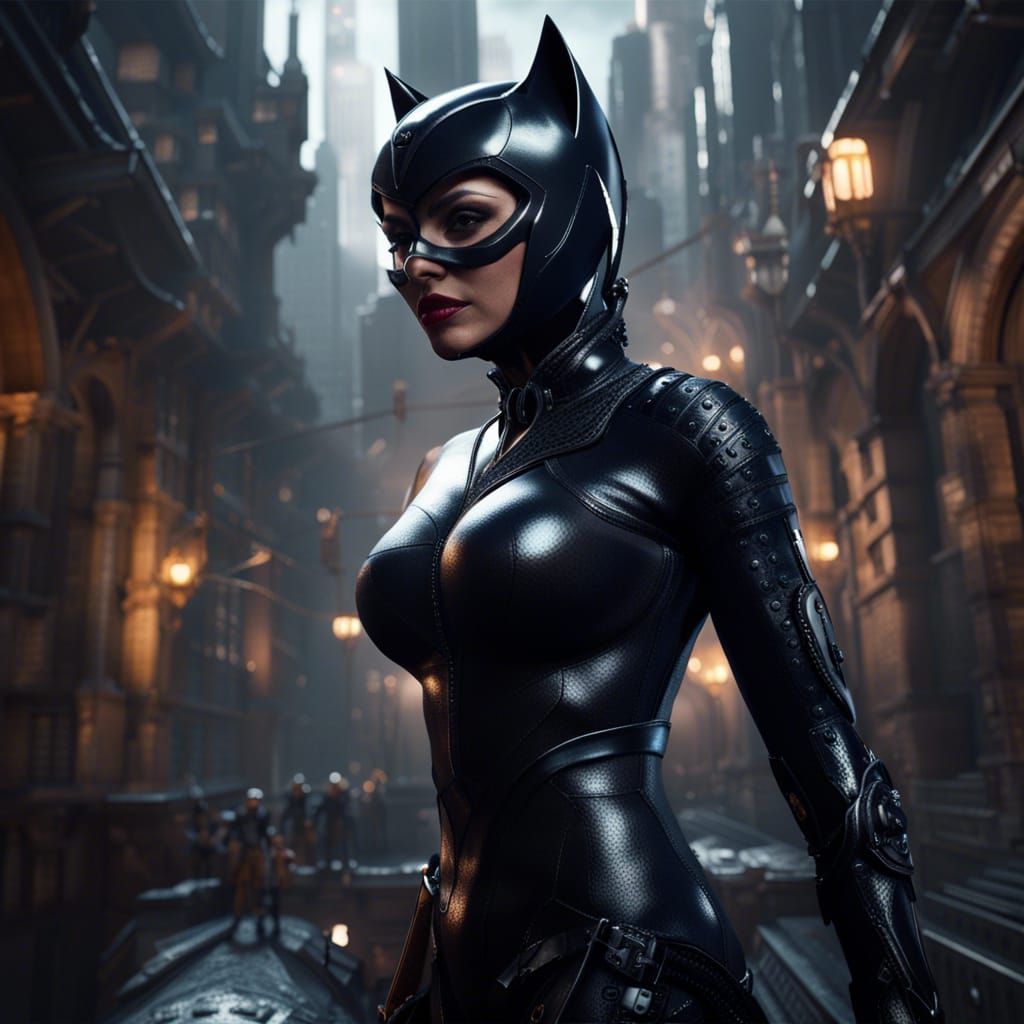 Catwoman: Detailed Matte Painting in Deep Color