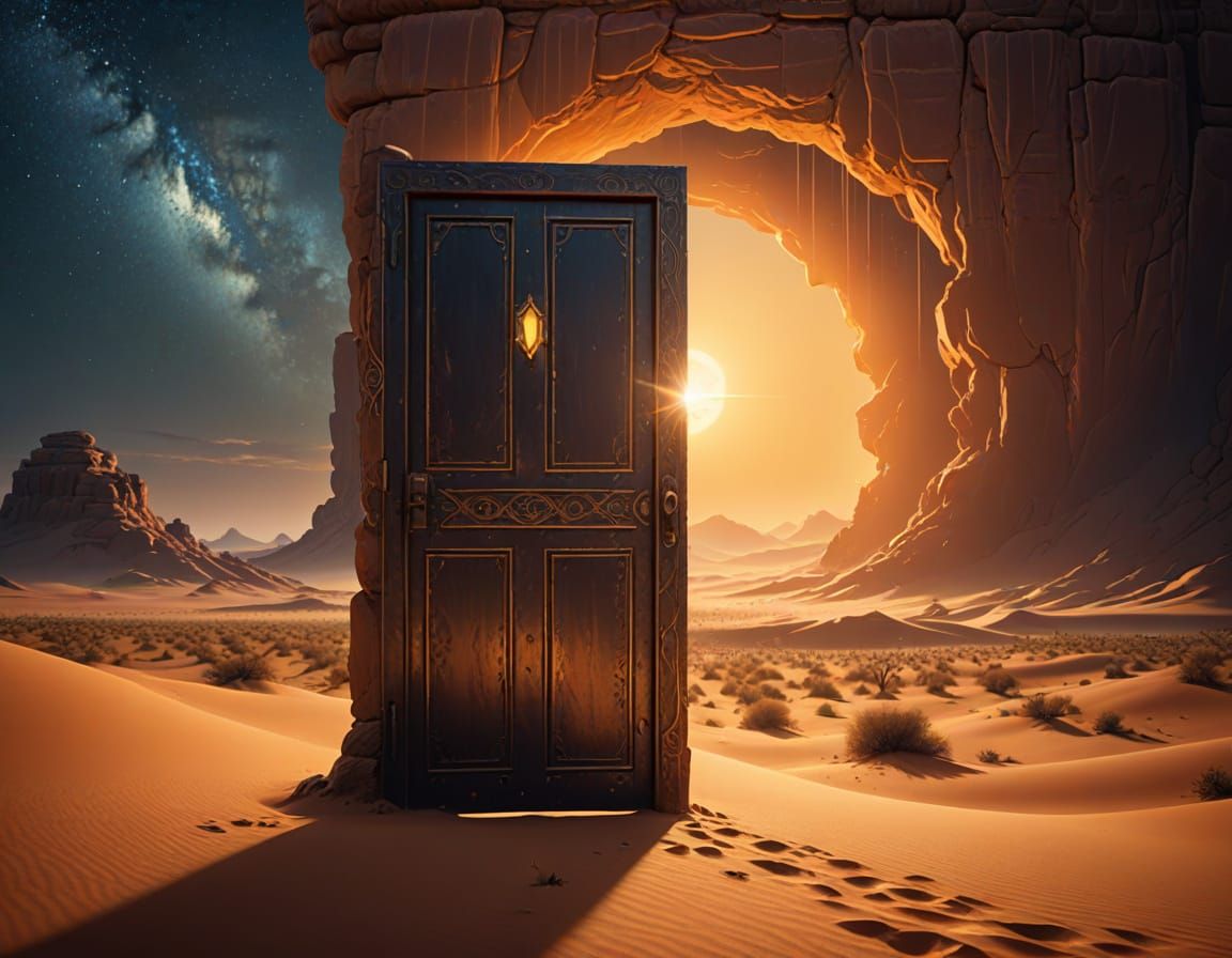 Glowing Door in Desert: Fantasy Concept Art