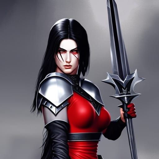 Female Executioner in Fiery Ruins, 1980s Art